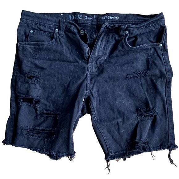 Rogue Mens Torn Jean Shorts (Black) - Picture 1 of 3